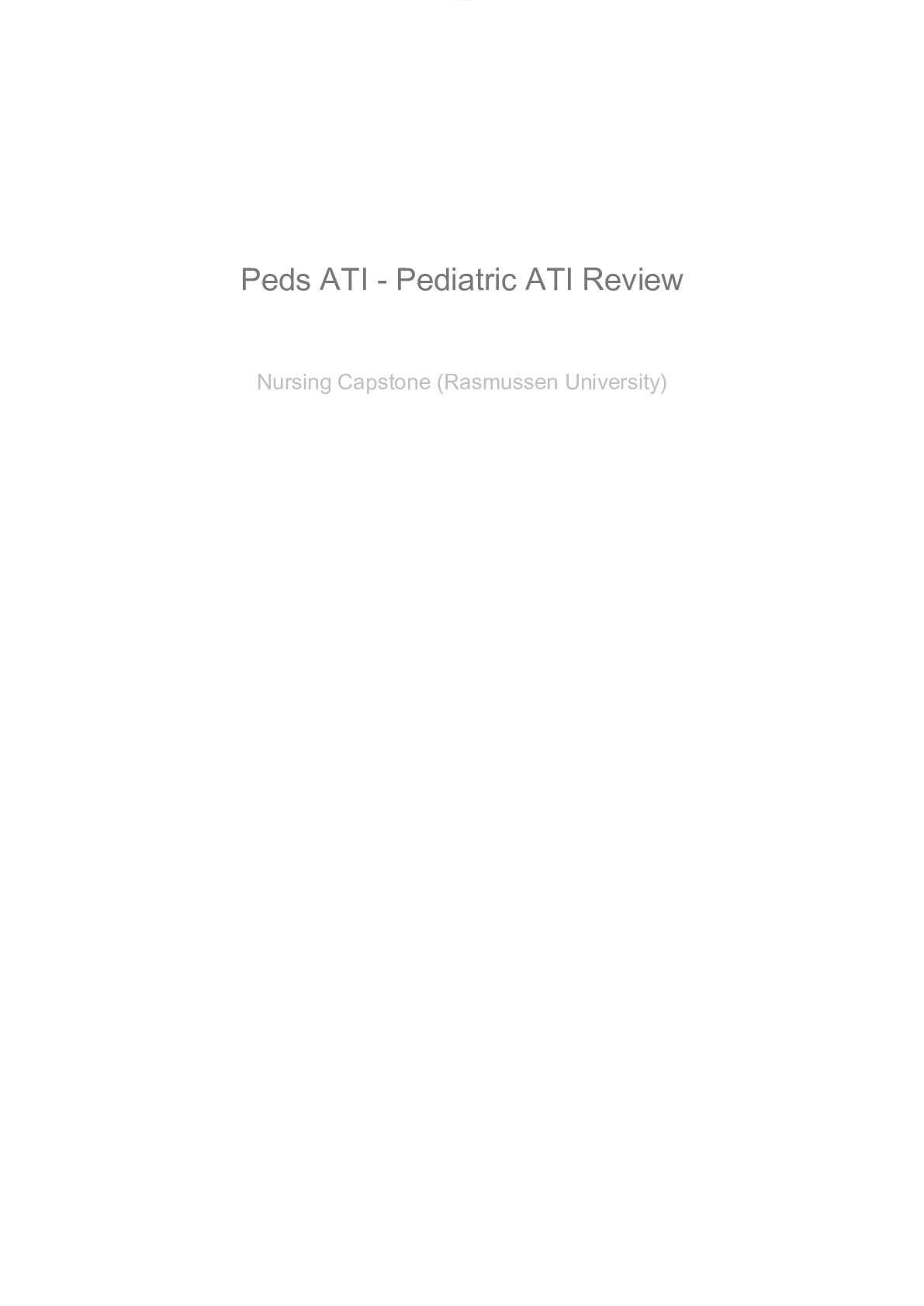 Preview of NUR 4909 Pediatric ATI Review Acute and infectious respiratory Epiglottitis chapter 17